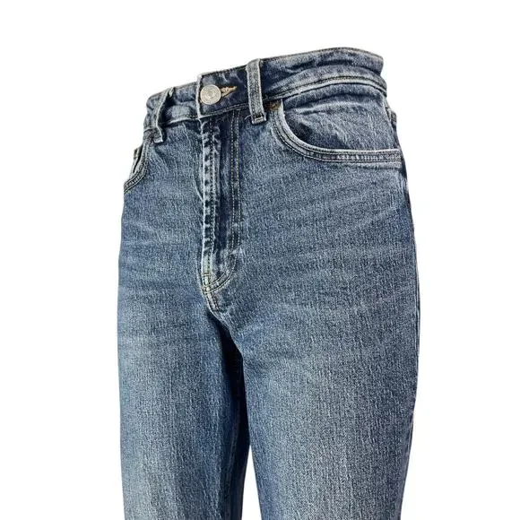 Zara Women's Mid Blue Washed High Waist Casual Straight Denim Jeans Pants Size 4 - Picture 3 of 5